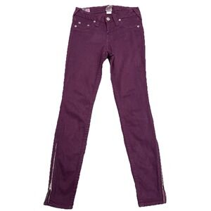 True Religion 'TARA' Purple Plum Stretch Skinny Jean Zipper Ankles 25W USA Made